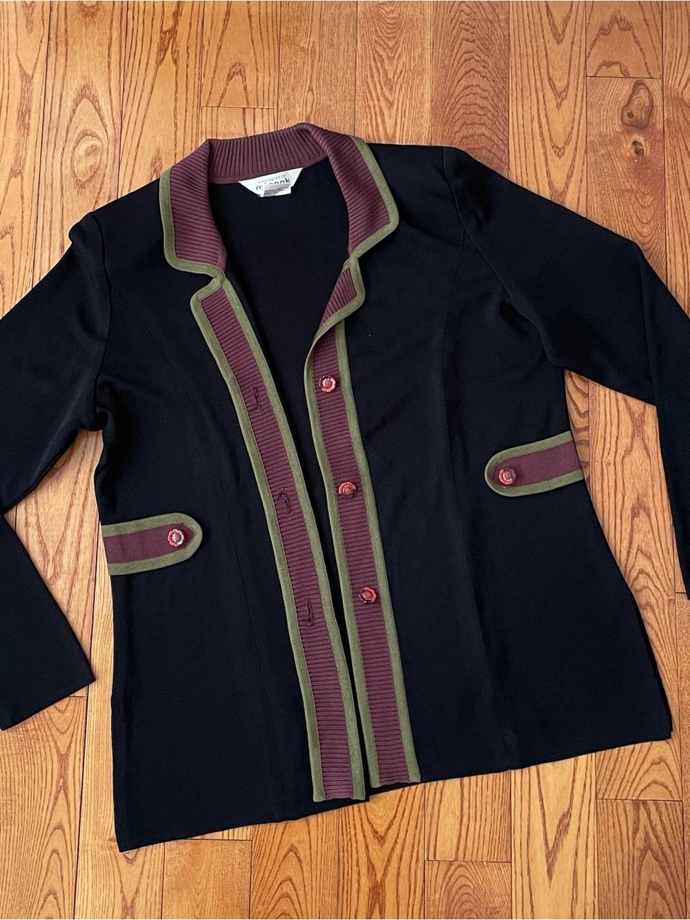 Vintage Misook Open Front Black Long Sleeve Cardigan